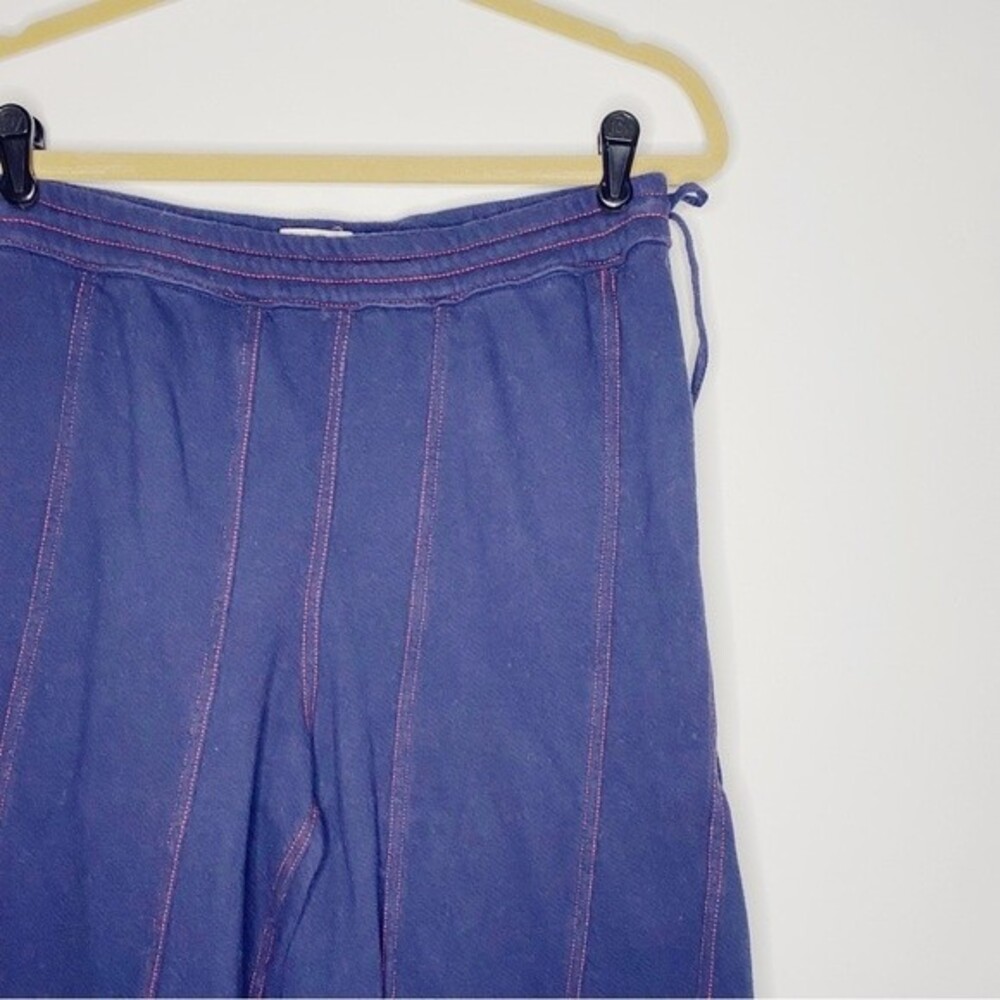 Anthropologie Saturday Sunday Muse Wide-Leg Navy Blue Terry Pants Size Small - Picture 6 of 12
